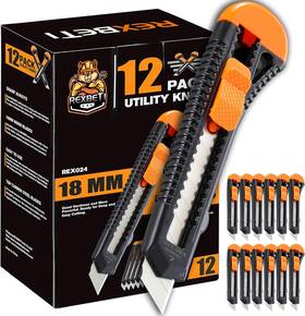 Rexbeti 313098366379 12-pack Utility Knife Retractable Box Cutter For Cartons Cardboard And