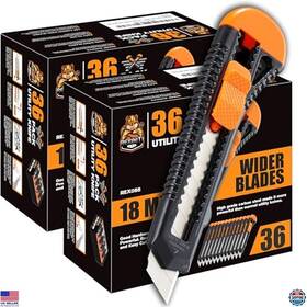 Rexbeti B0bbfjxh9c Utility Knife Retractable Box Cutter 18mm Razor Sharp Blade For Home Office