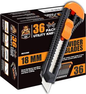 Rex024 Rexbeti 36 Pack Utility Knife Retractable Box Cutter For Cartons Cardboard And