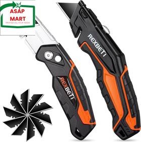 Rexbeti Rex056 2-pack Utility Knife Sk5 Heavy Duty Retractable Box Cutter For Cartons
