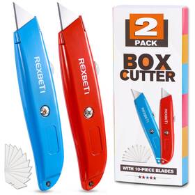 Rex127 Rexbeti Utility Knife 2 Pack With Extra Blades Heavy Duty Box Cutter For Cardboard Rex127 Rexbeti Utility Knife 2 Pack With Extra Blades Heavy Duty Box Cutter For Cardboard