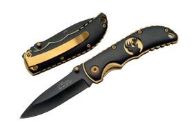 211193-de Rite Edge Folding Pocket Knife Black And Gold Deer Design 3.5 Inch Compact Stainl 211193-de Rite Edge Folding Pocket Knife Black And Gold Deer Design 3.5 Inch Compact Stainl