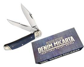 Rough Ryder Rr2188 Copperhead Pocket Knife By T10 Carbon Steel Denim Micarta Handles