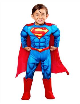 1001246 Rubies Boys Superman Deluxe Padded Costume Jumpsuit And Cape