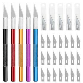R-1553 Rustark 5 Pcs Craft Hobby Knife Exacto With 25pcs Precision Pen Blades Ki