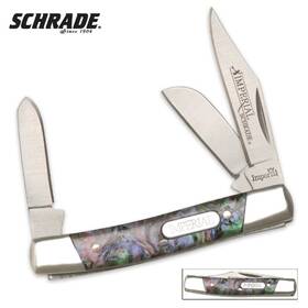Schrade Imp19prs Imperial Stockman Folding Pocket Knife - Imitation Abalone Handle