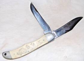 Sc508 Schrade Vintage Usa Folding Hunter Pocket Knife With Sheath - Model
