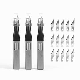 Scimaker 061058041822 3 Pcs Exacto Knife Hidden Blade Design At The End Comes With 5 Spare High Qua
