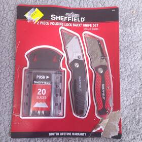 Sheffield 5760 2 Piece Folding Lock Back Knife Set With 22 Blades Utility