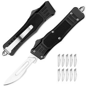 Jtcmgd05-251030-black Silaoburi Automatic Utility Knife All Metal Edc Scalpel Fast Open Box Cutter Safe