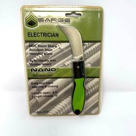 Sk-304 Sk 805319612896 Sarge Electrician Folding Knife 440c Razor Sharp Hawkbill Blade Brand New Sk-304 Sk 805319612896 Sarge Electrician Folding Knife 440c Razor Sharp Hawkbill Blade Brand New