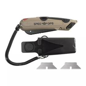 Spec Ops 313037775729 Safety Knife Box Cutter With Self-retracting Blade Includes Holster And Lanyard