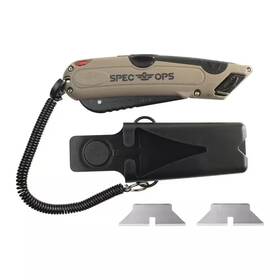 Spec Ops 744759928832 Safety Knife Box Cutter With Self-retracting Blade Includes Holster And Lanyard