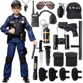20434-l Spooktacular Creations Police Swat Costume For Kids Large 10-12 Yrs Blue