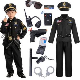 8-10yrs Spooktacular Creations 840165805061 14pcs Halloween Police Costume Medium Black