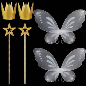 Pr-sratte-257 Sratte Girls Fairy Costumes Wings Dress Up Star Wand And Gold Crowns