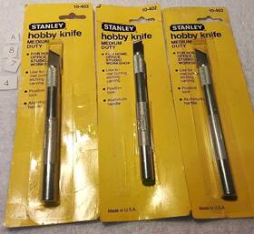10-402 Stanley 3pc Hobby Knife Inch Medium Duty 1991 Vintage Usa