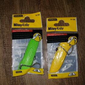 Knife-10-139 Stanley 2 New Vintage Mitey-knife-key Chain Pocket Green And Yellow