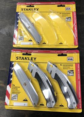 Stht10478 Stanley Lot Of 4 Utility Knives Box Knife Set Retractable Quick Change Blade