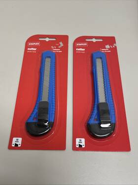 Te01-074 Staples Utility Knife Box Cutter Slide Retractable Sharp Razor 18mm Snap Off Blade 2pk