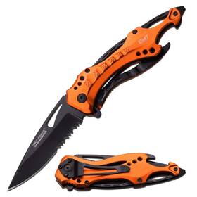 Tac-force Tf-705em-mc Tac-force Folding Pocket Knife 3.25-inch Serrated Blade Orange Aluminum Han