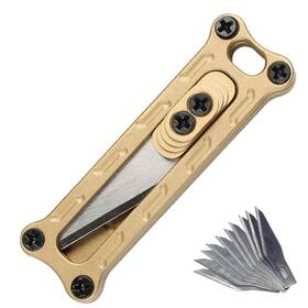 Teng Lang 002688295320 Mini Brass Rapid Utility Knife Portable Tool Paper Cutter Hang Able Keychai