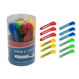 Tm Twomem 725714216881 12-pack Transparent Utility Knife Heavy Duty Retractable Box Cutter