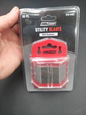 Tool Shop 805089686349 New 50-pc Utility Blades Dispenser - High Carbon Steel Safe Storage