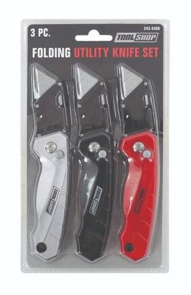 Tool Shop Apx044 Folding Locking Utility Knife - Red Silver Black