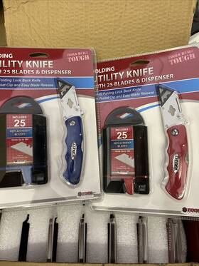 Tsuk25012 Tool Solutions Folding Utility Knife W 100 Blades And Dispenser Box Cutter Lot Of 2