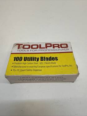 Toolpro 676308010609 Premium Utility Blades - 100 Pack High Carbon Steel Replacement For U Toolpro 676308010609 Premium Utility Blades - 100 Pack High Carbon Steel Replacement For U