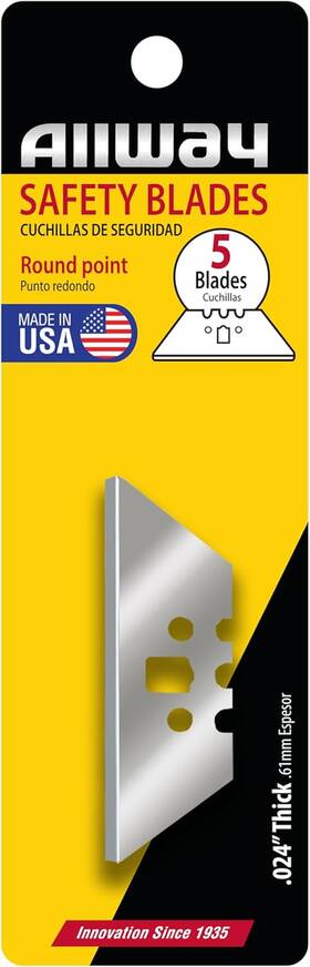 B072p19kmh Tools Inc. Kbs5 3-notch Safety Knife Blades Rounded Point 5 Pack