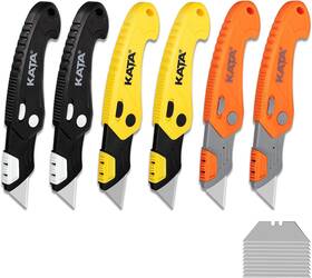 Kt21006p Tools Utility Knife Folding Box Cutter 10 Extra Sk5 Blades Included 6 Pack