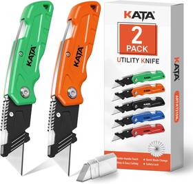 Kt2104l-2 Tools Folding Box Cutter Knives - Heavy Duty Utility Knife Cutters With Extra 10pc