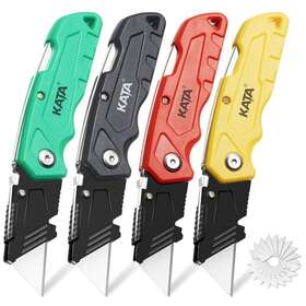 Kt2104l Tools 4pack Folding Utility Knife Box Cutter With Belt Clip20piece Quick Change Blades