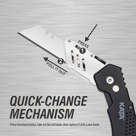 Kt2243st Tools 3-pack Heavy Duty Box Cutter Folding Utility Knife With Zinc Alloy Body Quic