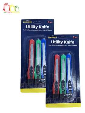 Hm-75360-144 Toolshed Lot Of 2 Utility Knife Push Button Advance With Lock Snap-off Blades
