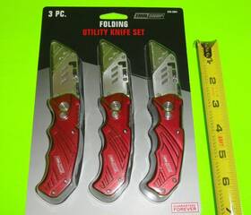 243-2941 Toolshop 3x Aluminum Folding Safety Utility Knife Quick Change Blade Thumb Stud