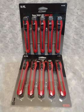 2432996 Toolshop 2x 10pc 9mm Snap-off Knife Set Box Cutters Cardboard Hobby Locking Durable Abs