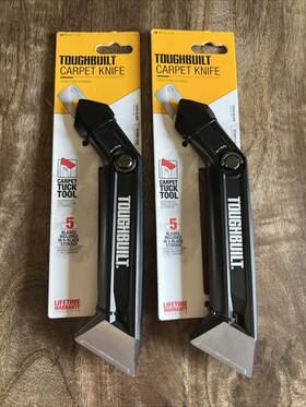Toughbuilt 810023389514 Lot Of 2- Carpet 3/4in 5-blade Utility Knife With On Tool Blade Storage