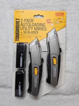 Tb-h4s52-20 Toughbuilt 2 Pack Autoloading Utility Knives 50 Blades Retract With Storage Work