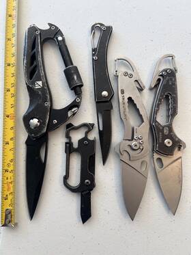 Hl221 True Utility Lot Of 5 Key Chain Folding Knives Great Condition