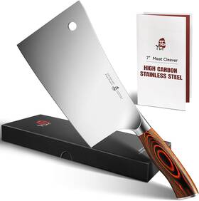 Tc0720 Tuo Meat Cleaver 7 Inch Heavy Duty Bone Chopper High Carbon Brown