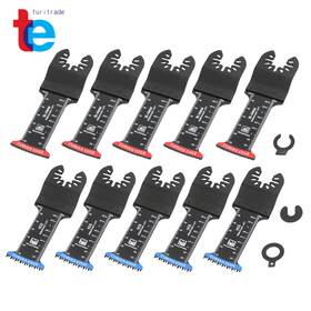 Tr84250 Turitrade 10-piece Extended Japanese Tooth Oscillating Saw Blades 5 Red And Blue