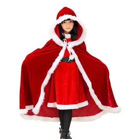 Udyr 740229966946 Child Christmas Cloak Deluxe Velvet Mrs Santa Claus Robe Large Red Kids