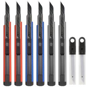 1381 Urasisto 6 Pack Utility Knife Retractable With 30 Degree Snap Off Blade Lockable Cards