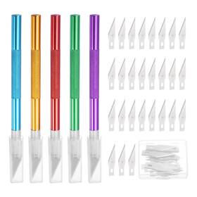 Uxcell 679134436995 55 Pcs Exacto Knife Set Purple Green Red Blue Gold Uxcell 679134436995 55 Pcs Exacto Knife Set Purple Green Red Blue Gold