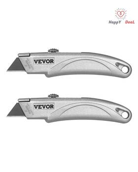 Kb-541l Vevor Utility Knife Retractable Box Cutter With Sk5 Sharp Blades Quick Change 2pcs