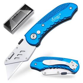 Vickay 714035420251 Folding Utility Knife Heavy Duty Box Cutter With 5 Sk5 Quick Change Bl