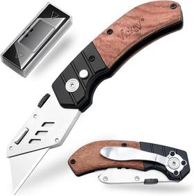 Vickay 743785383752 Utility Knife With Belt Clip Heavy Duty Box Cutter For Cartons Ca